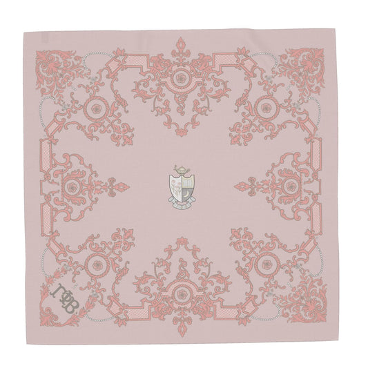 Gamma Phi Beta Ornate Roses + Crest Silk Twill Scarf