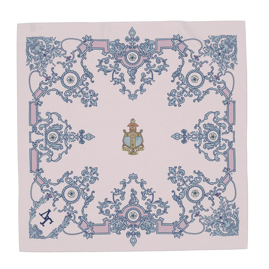 Delta Gamma Ornate Cream Colored Roses + ΔΓ Crest Silk Twill Scarf