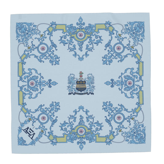 Alpha Xi Delta Ornate Roses + Crest Silk Twill Scarf