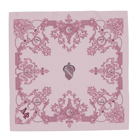Alpha Phi Ornate Lilies of the Valley and Crest Silk Twill Scarf