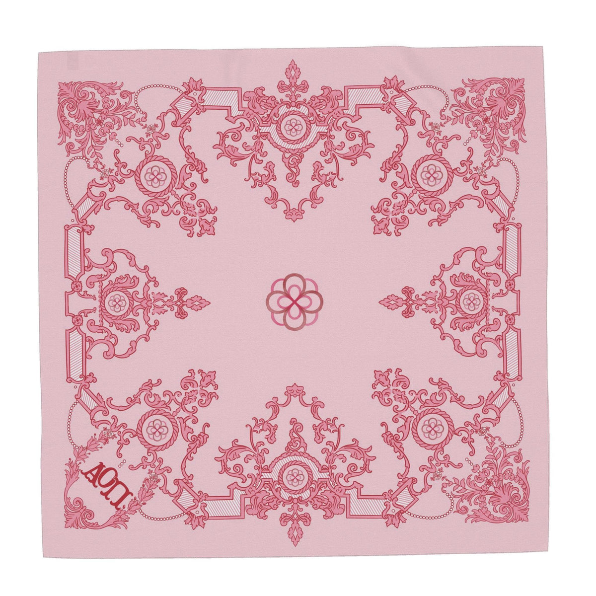 Alpha Omicron Pi Ornate Infinity Rose Silk Twill Scarf