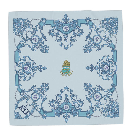 Alpha Delta Pi Ornate Violets + Crest Silk Twill Scarf