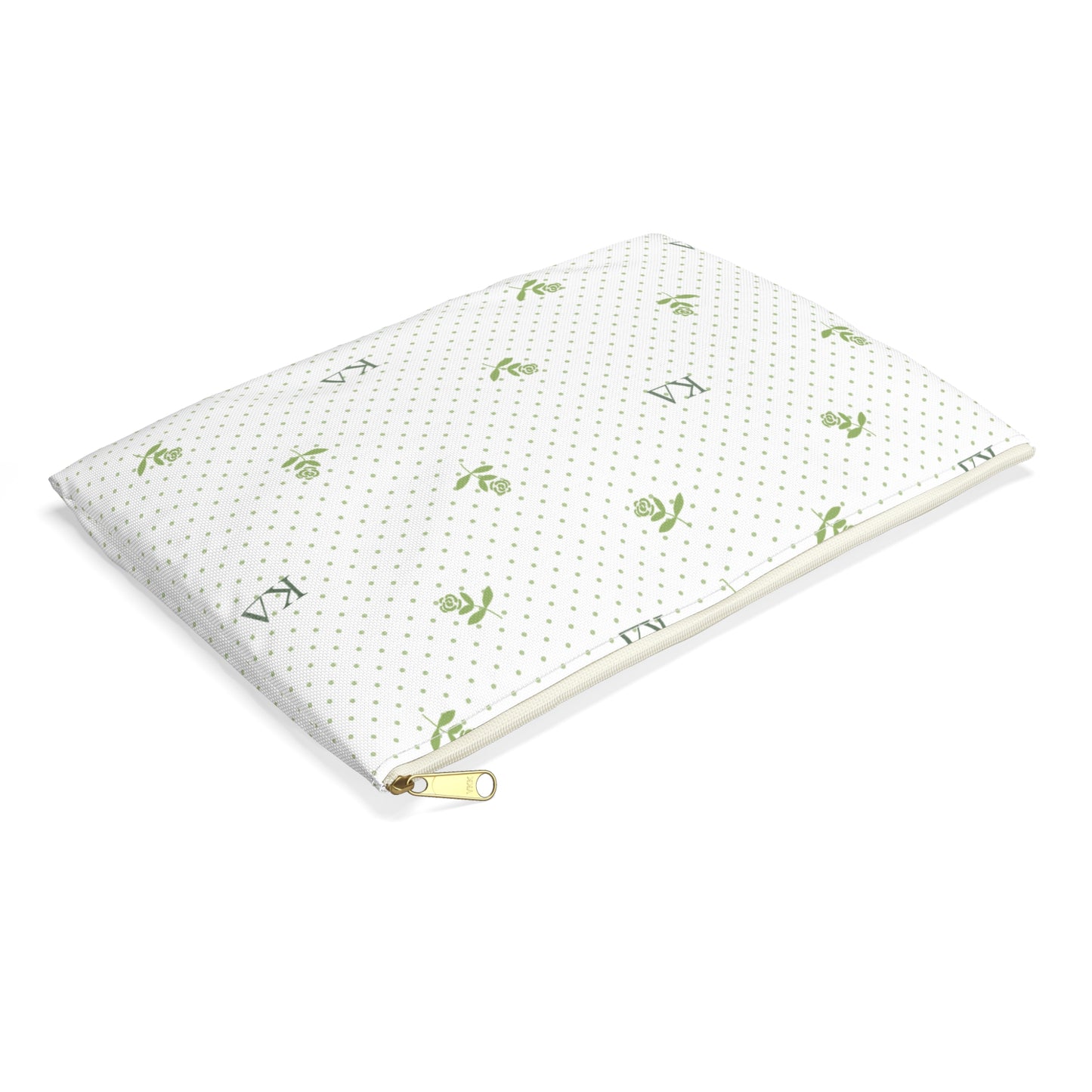 Kappa Delta Canvas Cosmetic Bag with White Roses and Dots