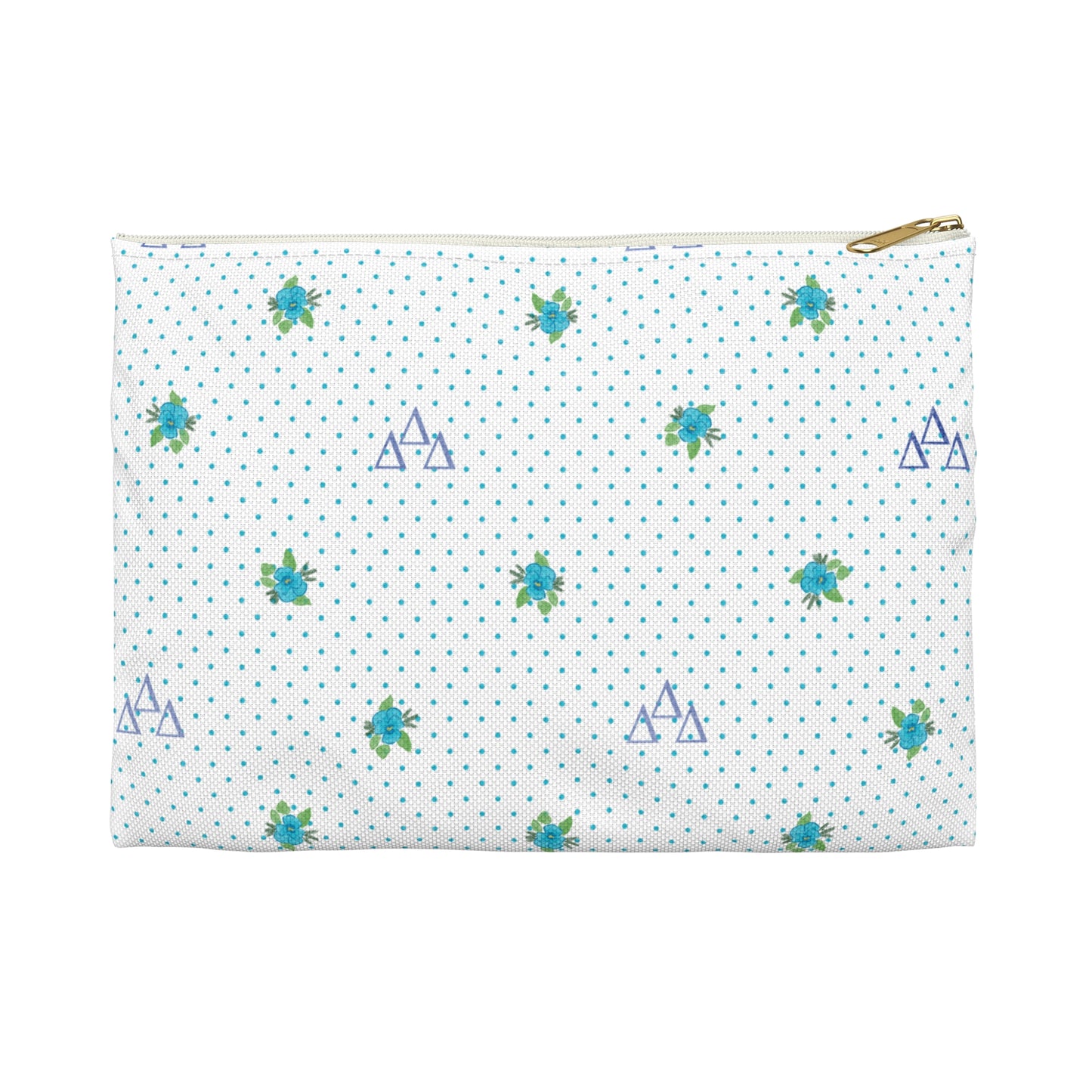 Tri Delt Canvas Cosmetic Bag with Pansies and Dots