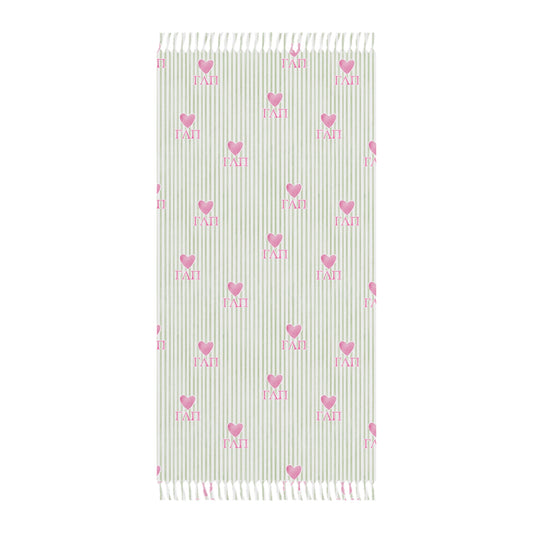 Oversized Beach Towel with Sorority Letters and Boho Fringe