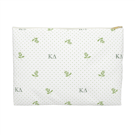 Kappa Delta Canvas Cosmetic Bag with White Roses and Dots