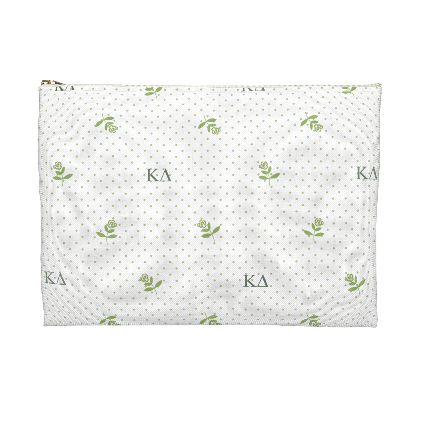 Kappa Delta Canvas Cosmetic Bag with White Roses and Dots