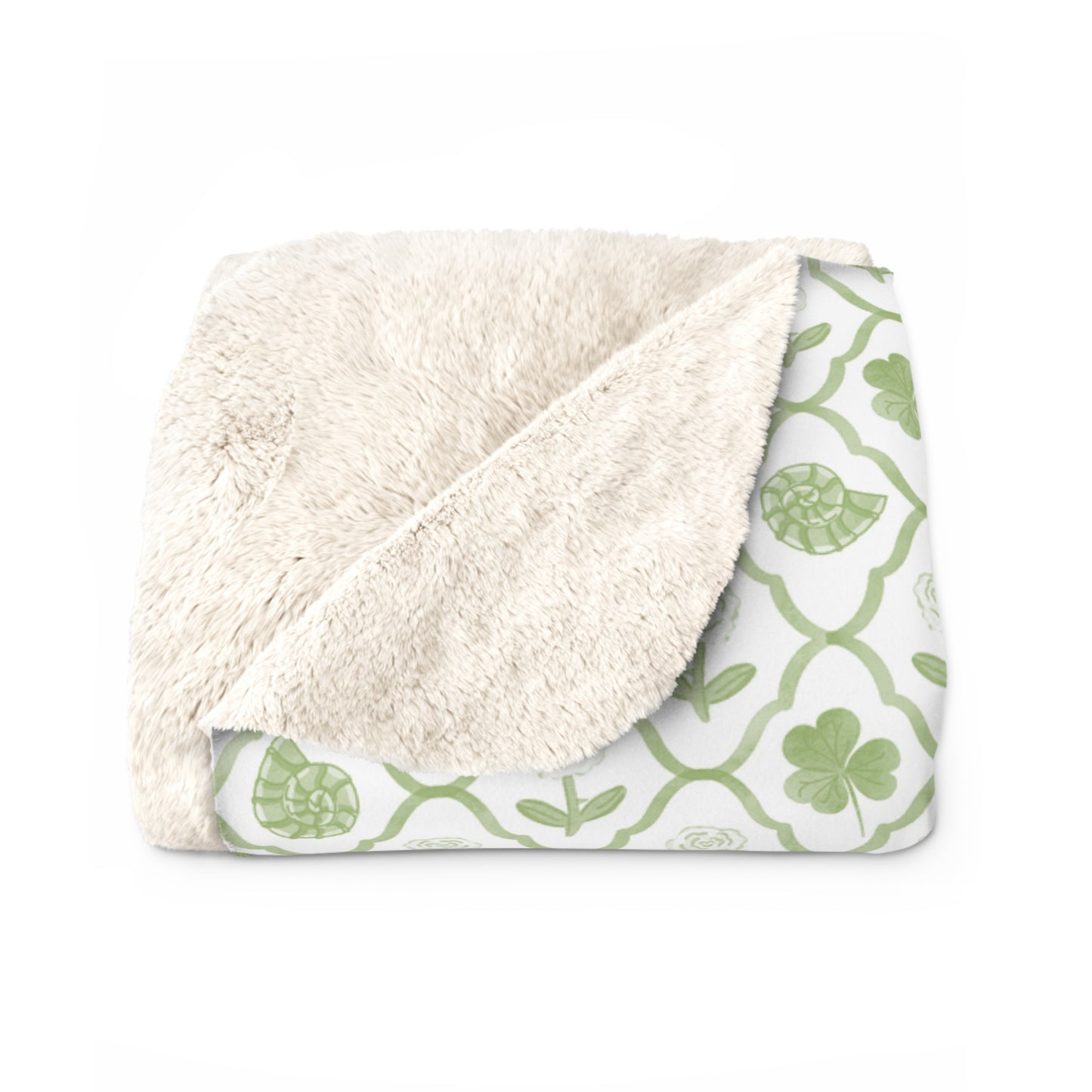 Kappa Delta Fleece Blanket with Roses, Shamrocks, and Nautilus Shells