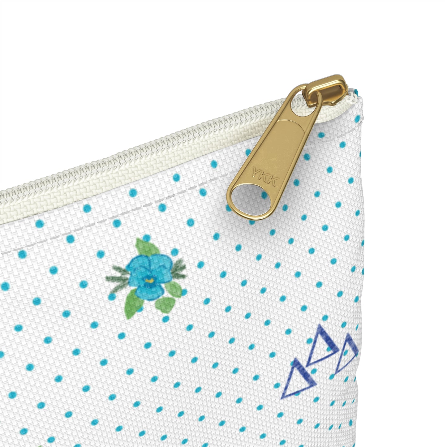 Tri Delt Canvas Cosmetic Bag with Pansies and Dots