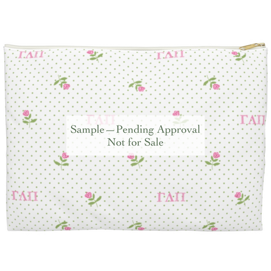 Canvas Cosmetic Bag with Chapter Letters, Flowers, and Dots