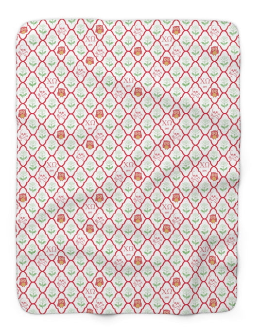 Chi Omega Lattice Tailgate Throw Blanket