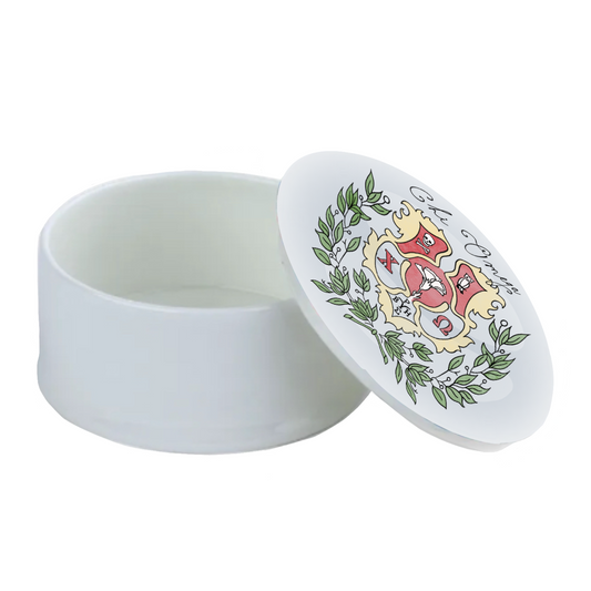 Chi Omega Watercolor Crest Bone China Trinket Box