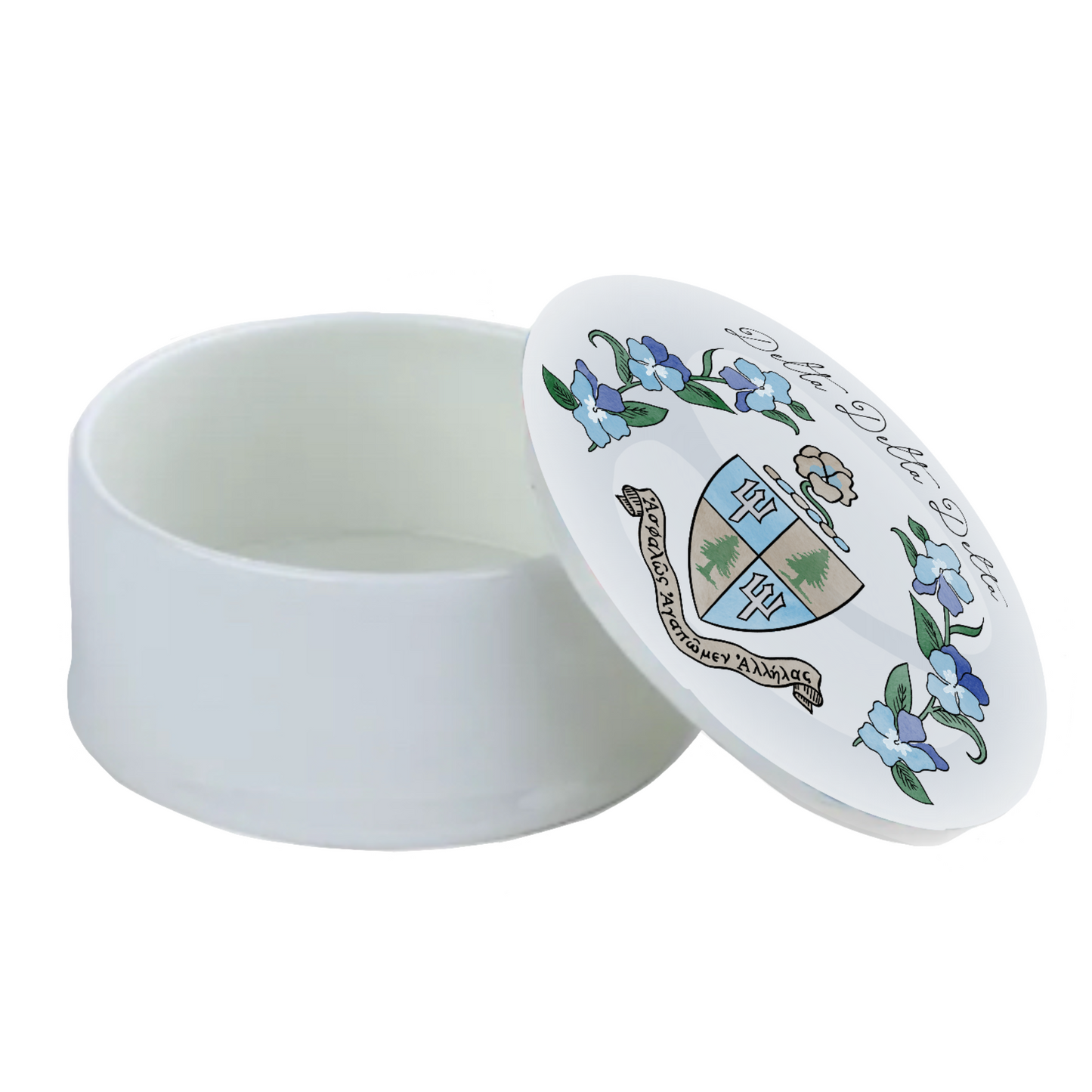 Delta Delta Delta Watercolor Crest Bone China Trinket Box
