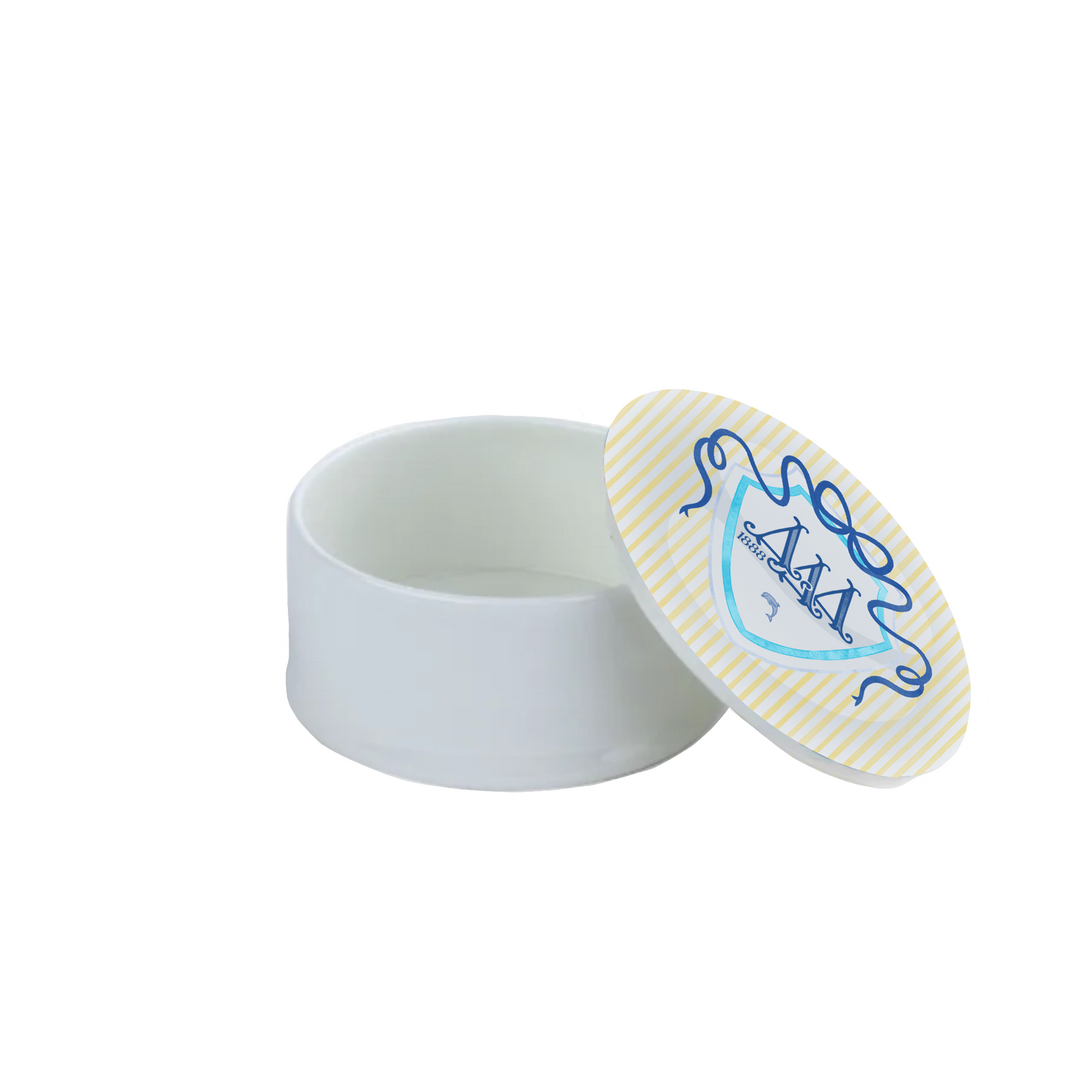 Delta Delta Delta Bow + Shield Bone China Trinket Box