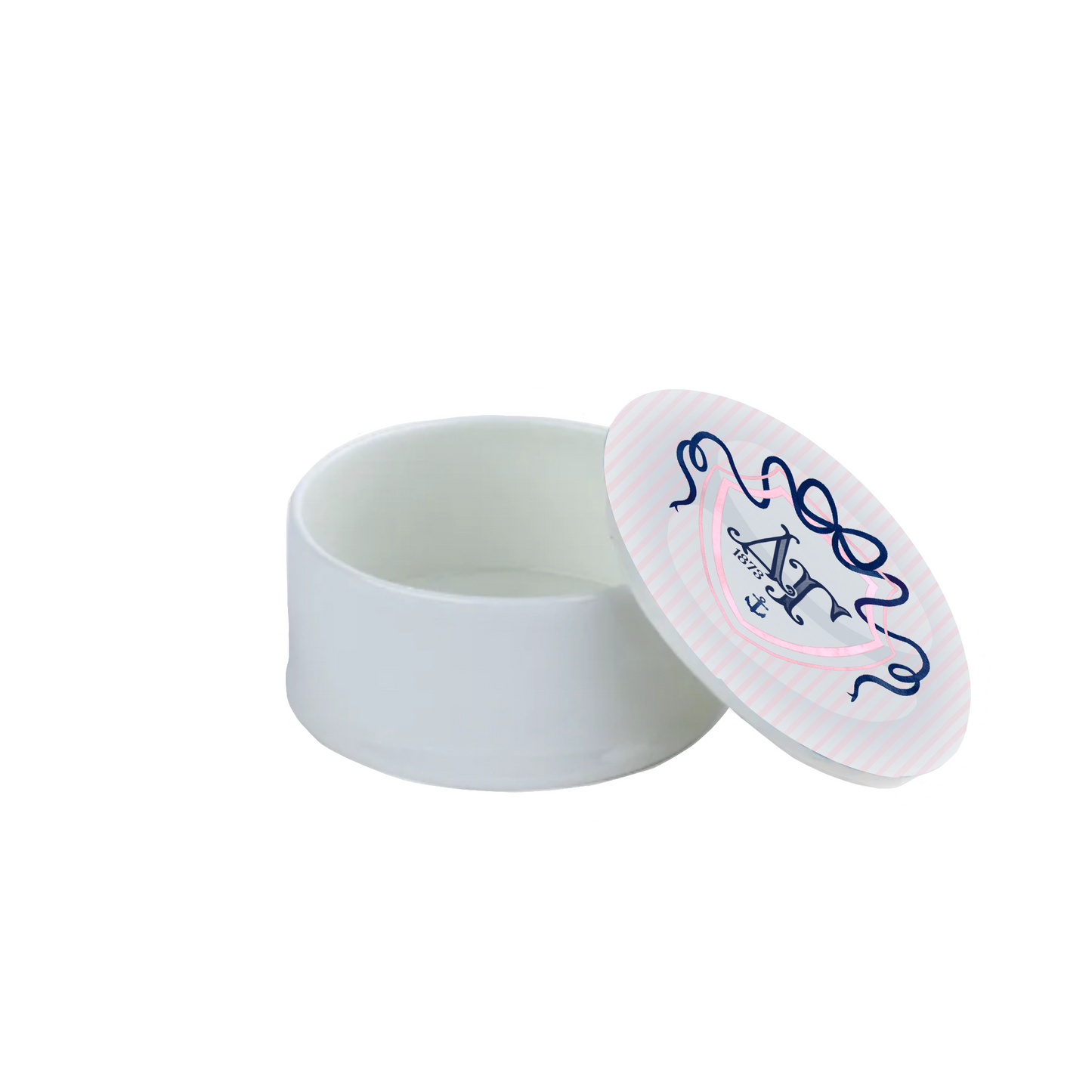 Delta Gamma Bow + Shield Bone China Trinket Box