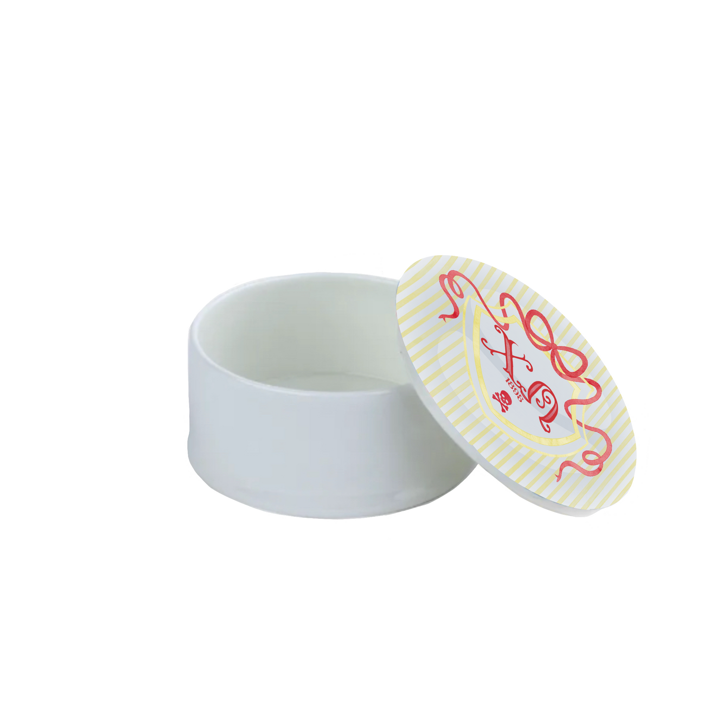 Chi Omega Bow Crest Bone China Trinket Box