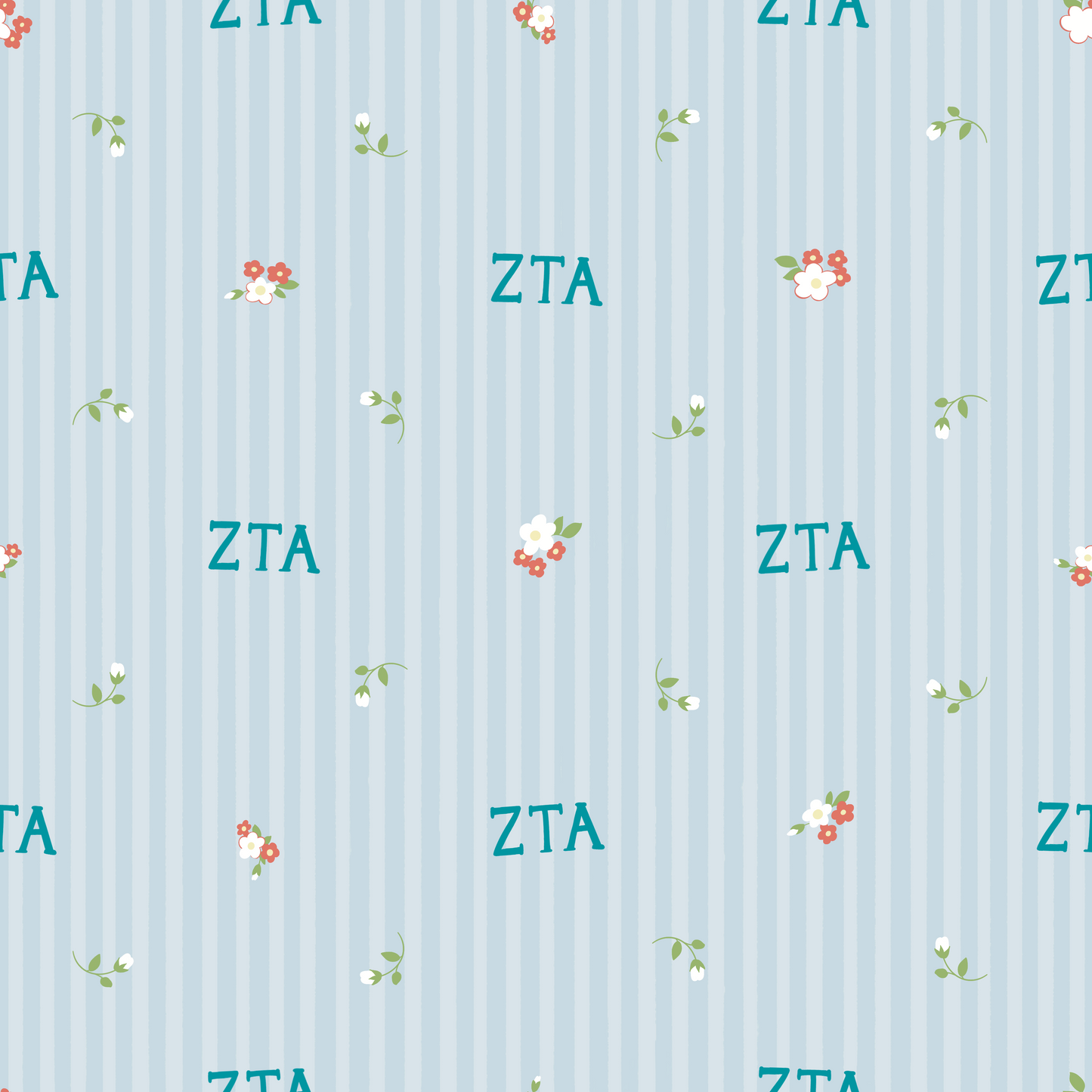 Zeta Tau Alpha Striped Blossom Sherpa Fleece Tailgate Throw