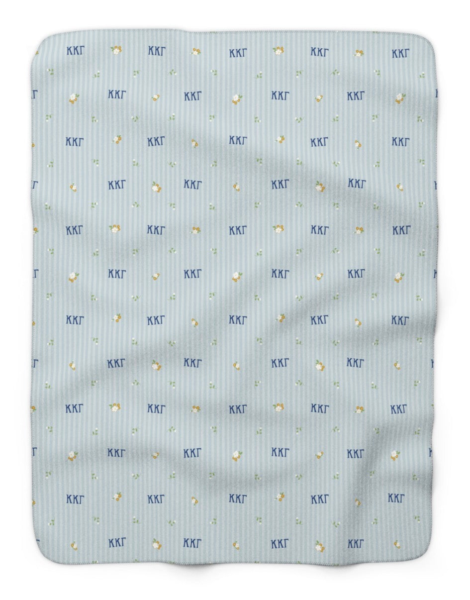 Kappa Kappa Gamma Striped Blossom Sherpa Fleece Tailgate Throw