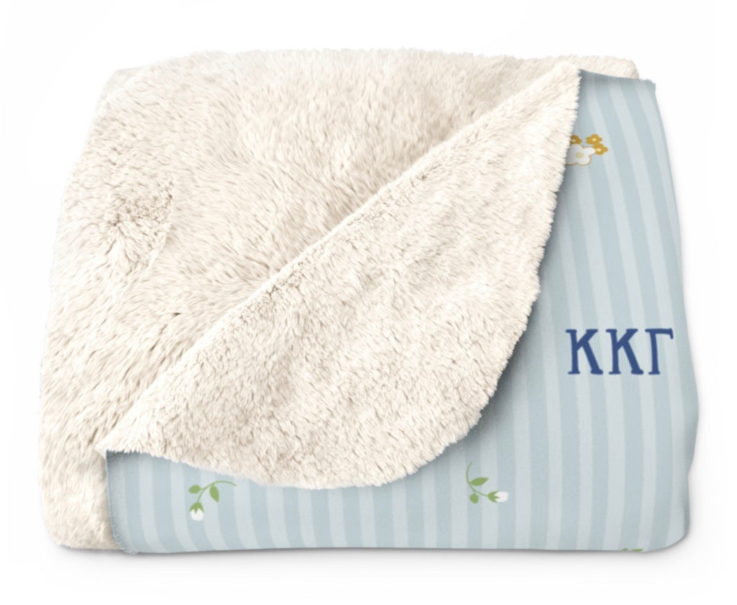 Kappa Kappa Gamma Striped Blossom Sherpa Fleece Tailgate Throw