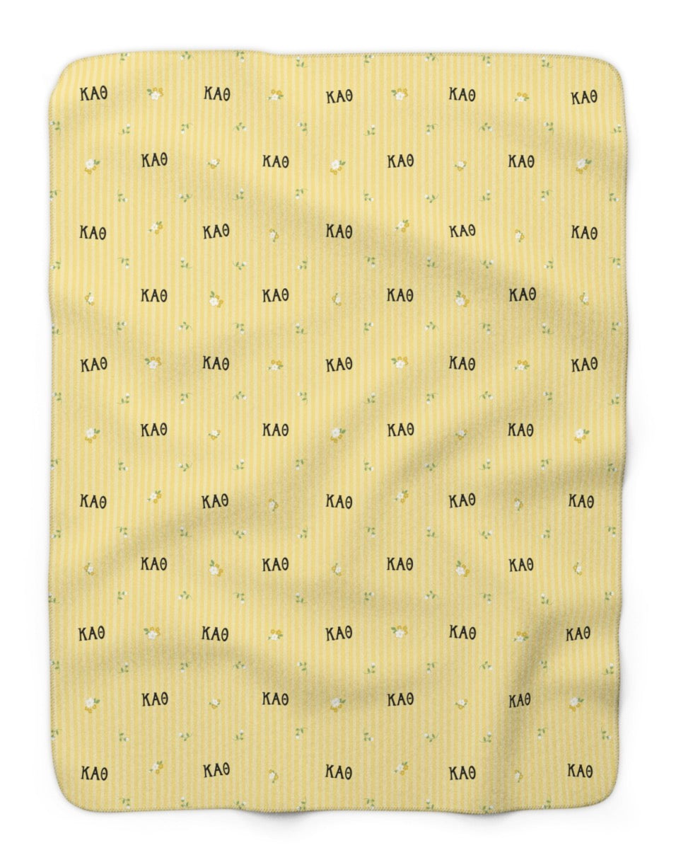 Kappa Alpha Theta Striped Blossom Sherpa Fleece Tailgate Throw