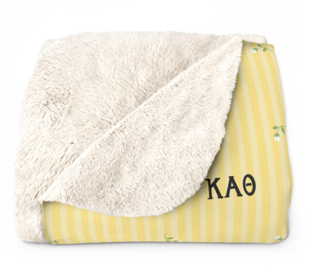 Kappa Alpha Theta Striped Blossom Sherpa Fleece Tailgate Throw