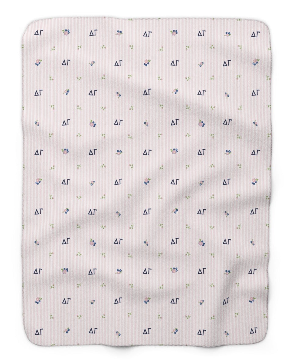 Delta Gamma Striped Blossom Sherpa Fleece Tailgate Throw