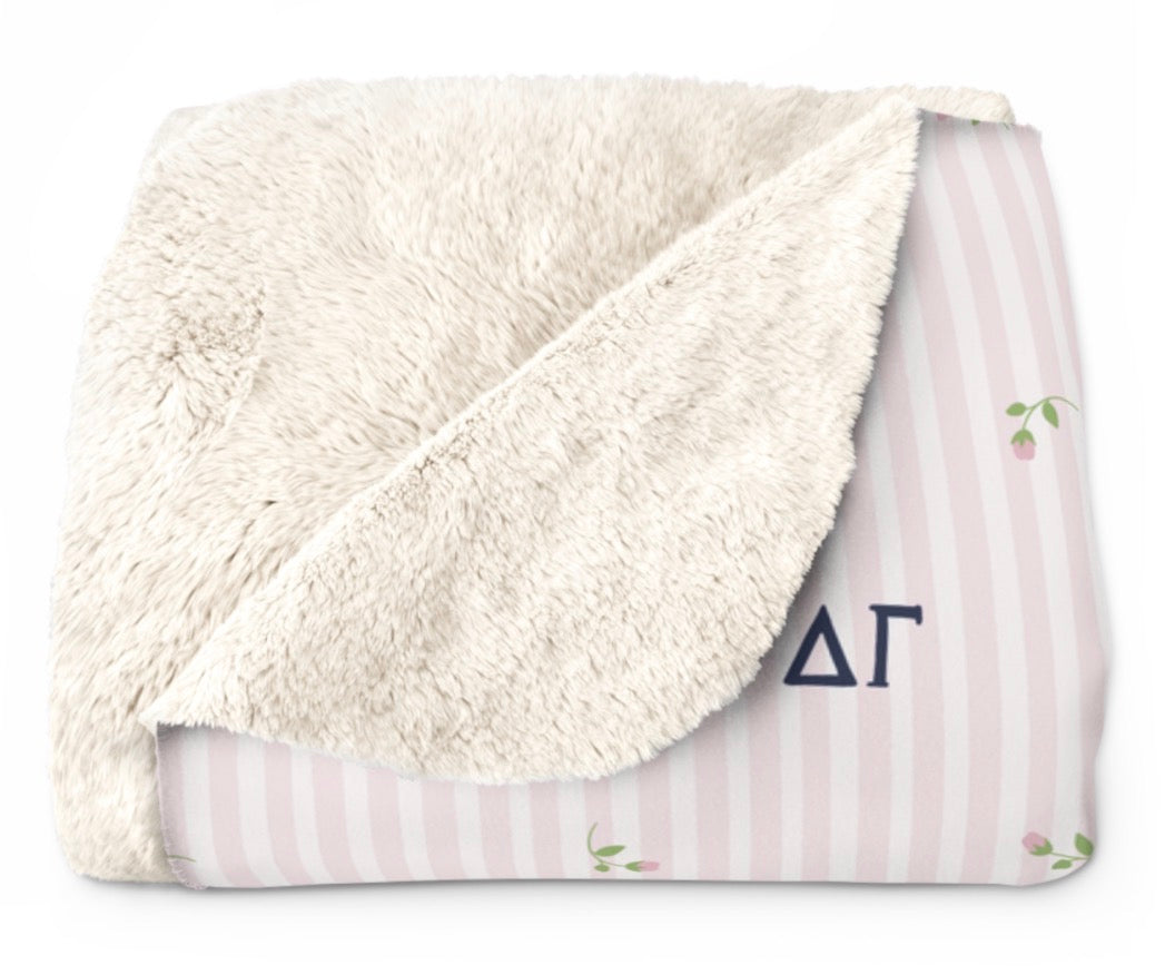 Delta Gamma Striped Blossom Sherpa Fleece Tailgate Throw