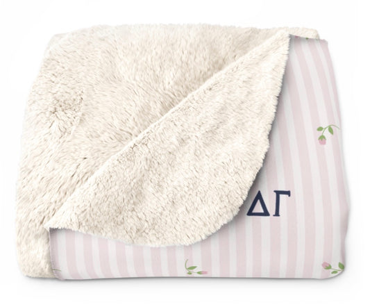 Delta Gamma Striped Blossom Sherpa Fleece Tailgate Throw