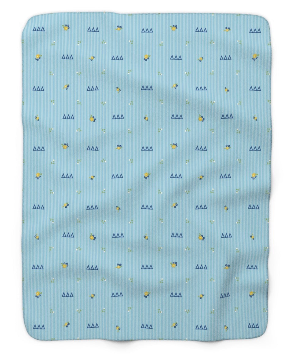 Delta Delta Delta Striped Blossom Sherpa Fleece Tailgate Throw