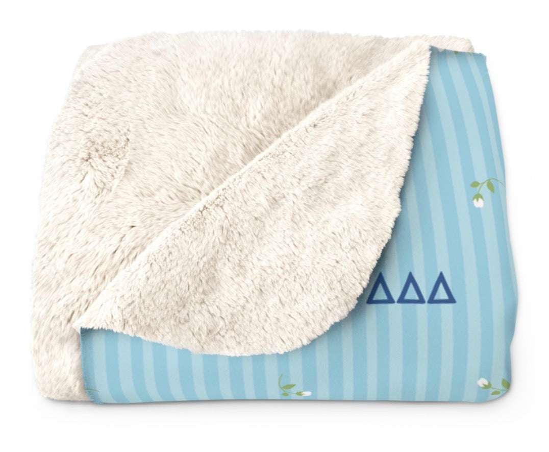 Delta Delta Delta Striped Blossom Sherpa Fleece Tailgate Throw