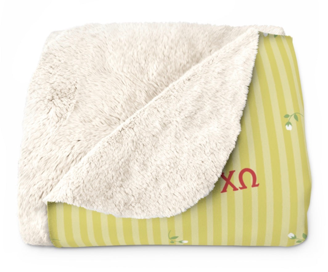 Chi Omega Striped Blossom Sherpa Fleece Tailgate Throw