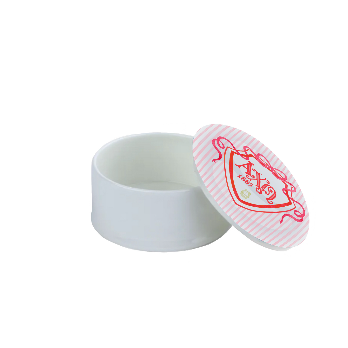 Alpha Chi Omega Bow + Shield Bone China Trinket Box