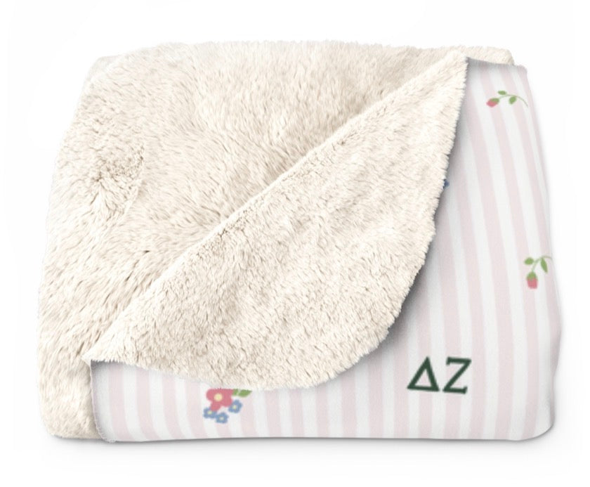 Delta Zeta Striped Blossom Sherpa Fleece Tailgate Throw