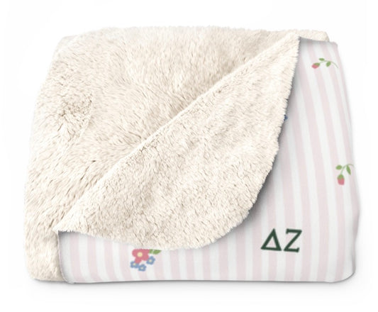 Delta Zeta Striped Blossom Sherpa Fleece Tailgate Throw