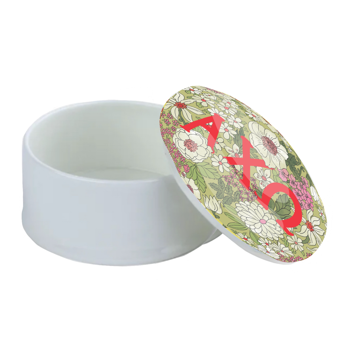 Alpha Chi Omega Liberty-Style Floral Bone China Trinket Box