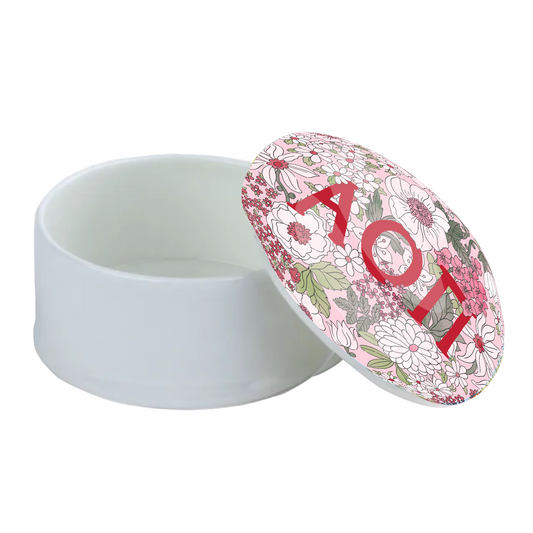 Alpha Omicron Pi Liberty-Style Floral Bone China Trinket Box