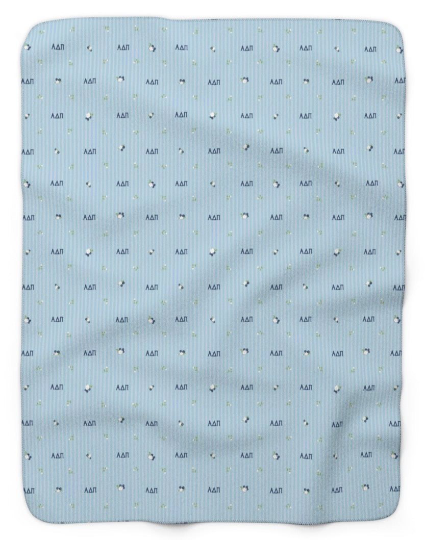 Alpha Delta Pi Striped Blossom Sherpa Fleece Tailgate Throw