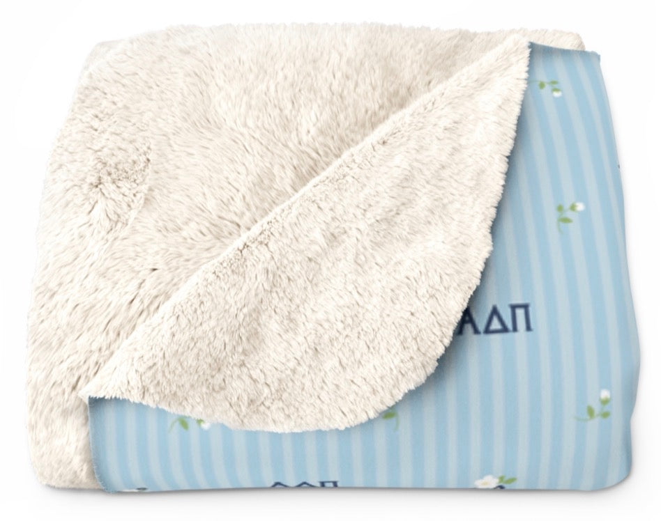 Alpha Delta Pi Striped Blossom Sherpa Fleece Tailgate Throw