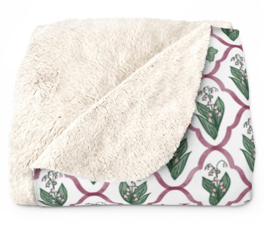 Alpha Phi Lattice Lilies of the Valley Tailgate Throw Blanket